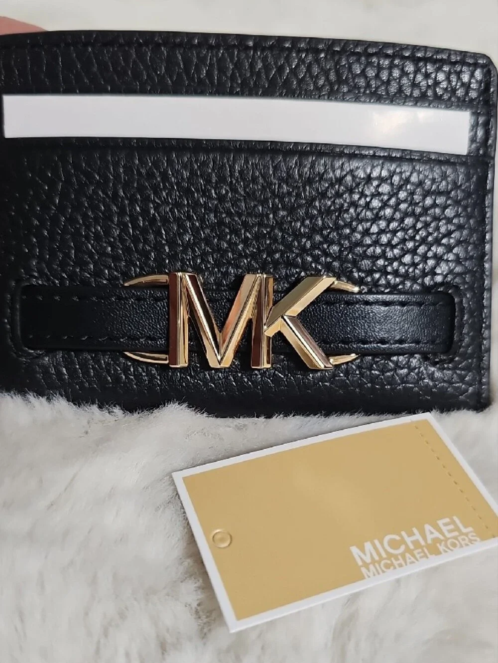 NEW! Michael Kors Black Leather Reed Card Holder